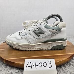 New Balance Womens 6.5B 550 White Juniper Leather Casual Lifestyle Daily Sneaker